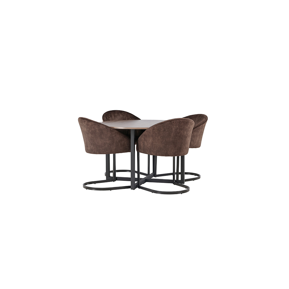 Spisegruppe Venture Home Durango Ø120 cm med 4 stk Evening Stoler