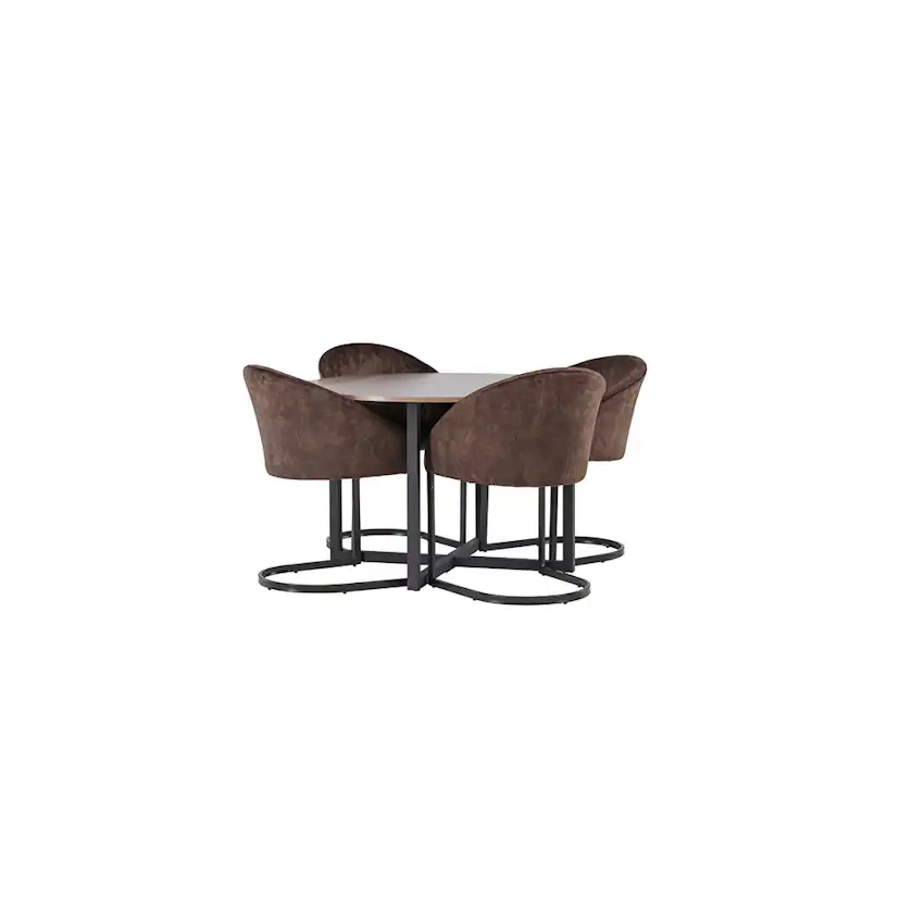 Spisegruppe Venture Home Durango Ø120 cm med 4 stk Evening Stoler