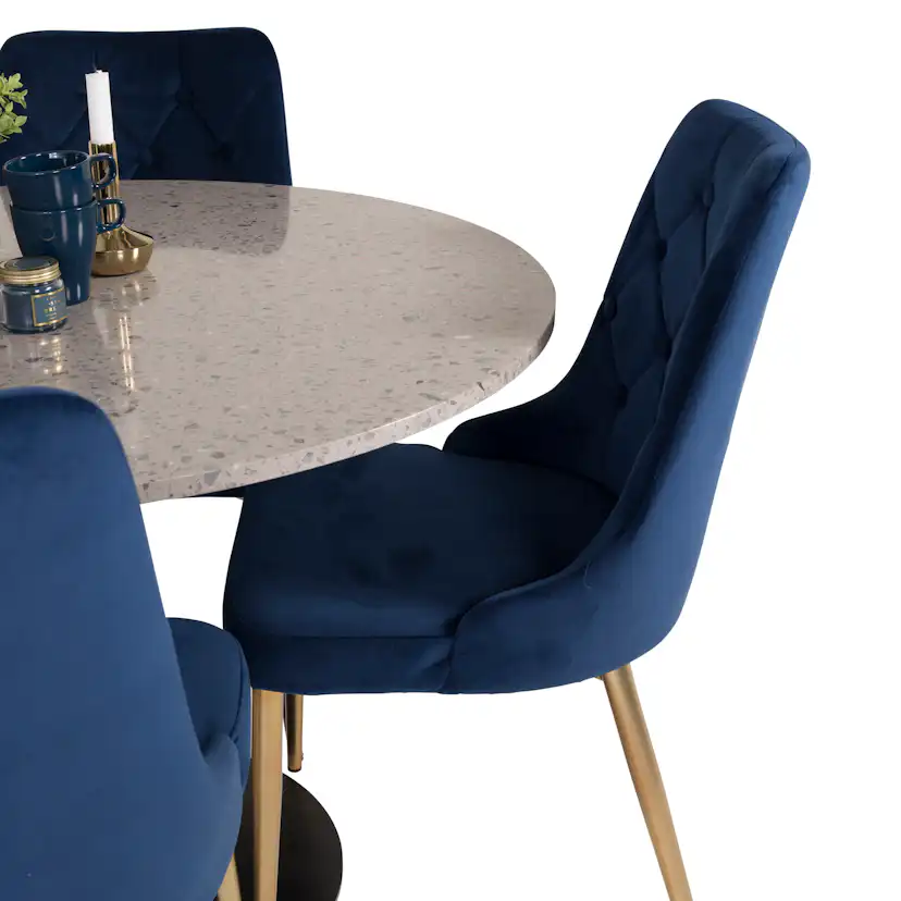 Spisegruppe Venture Home Roxanna Grå Bord med 4 Vera Stoler Fløyel