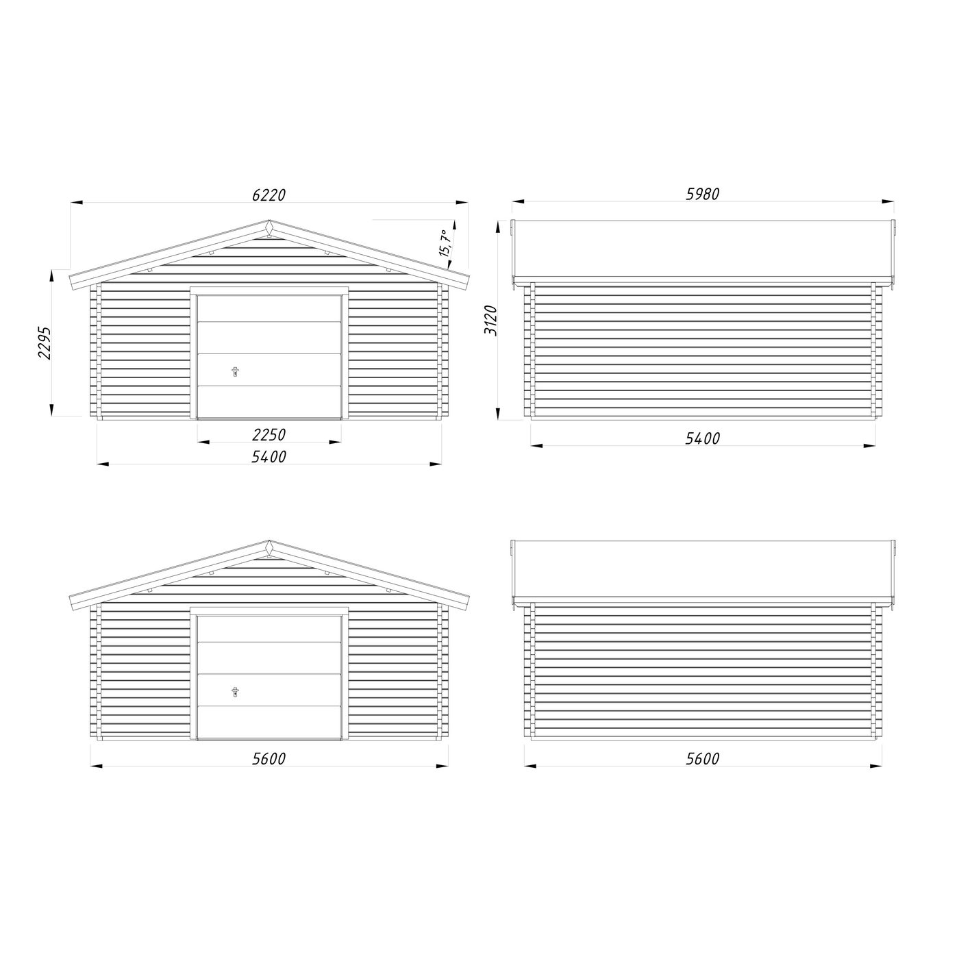 Roger 29,2 m2 (inv.  27,7 m2) with sectional door Ubehandlet tre
