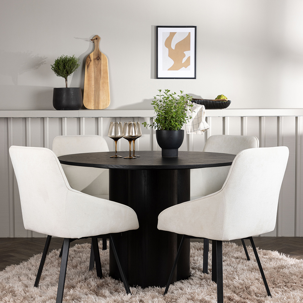 Spisegruppe Venture Home Olivia Ø110 cm med 4 stk Rosie Stoler