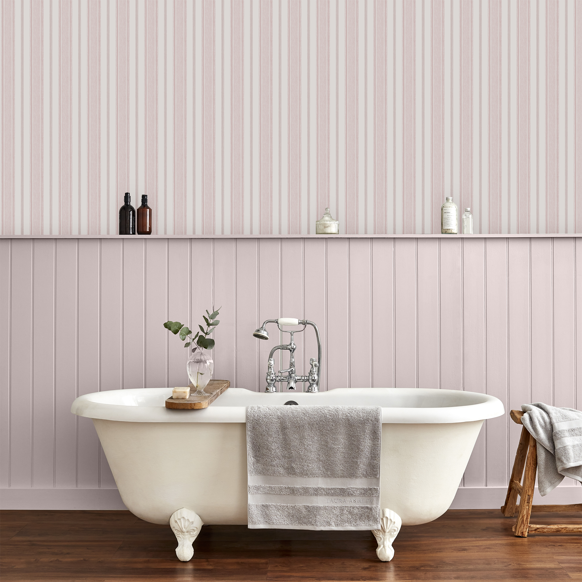 Tapet Laura Ashley Heacham Stripe Rosa