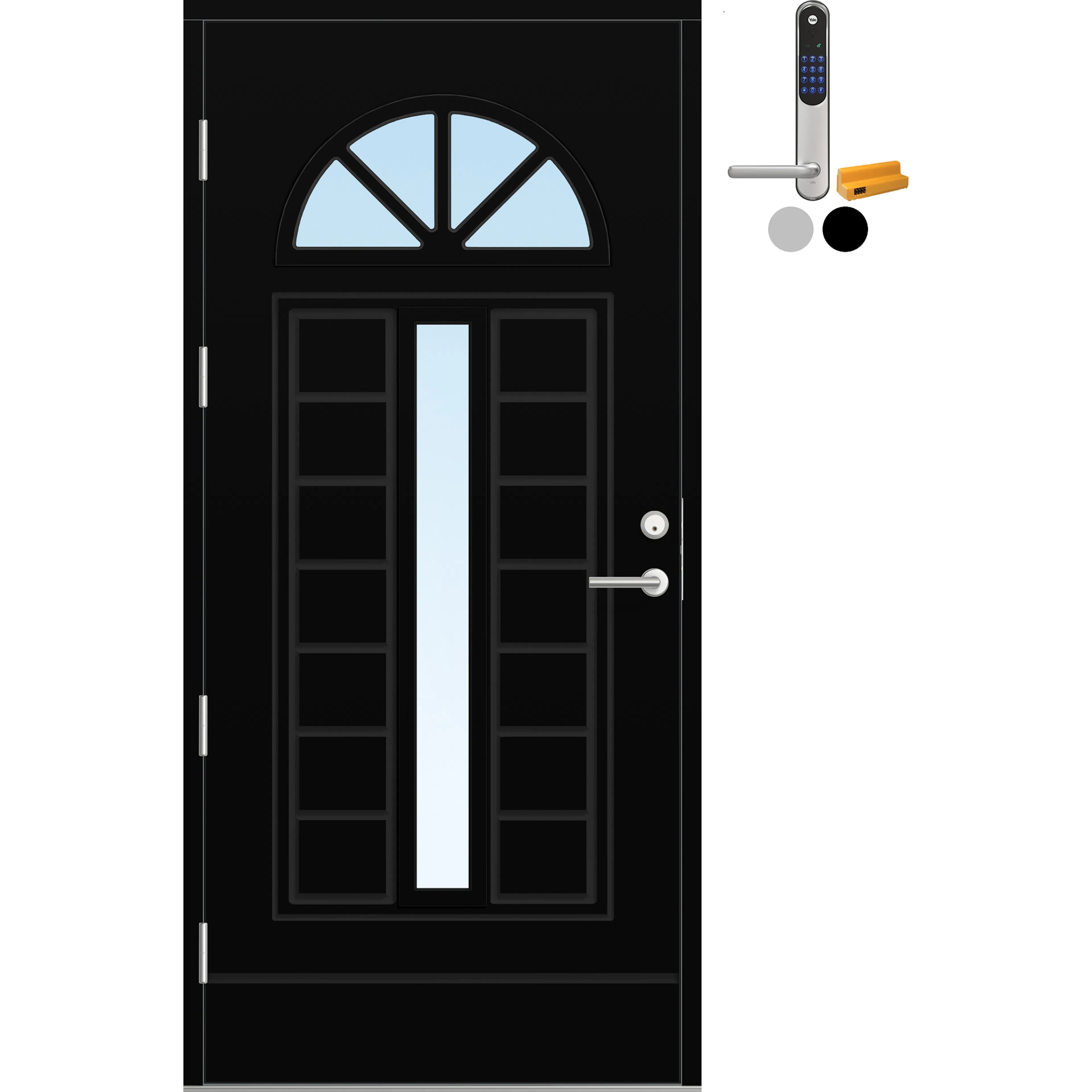 Ytterdør Bygg1 Fjell 13 Klarglass med Yale Doorman Classic Home
