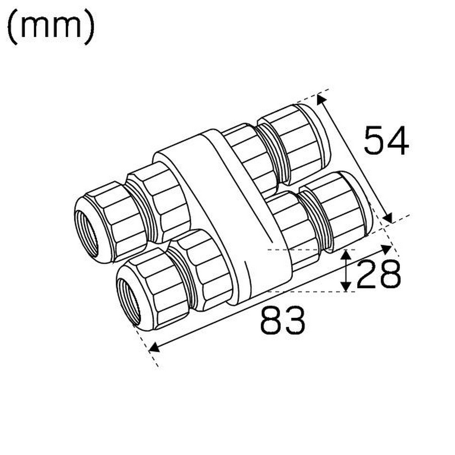 Skjøt Hide-a-lite 4-veis IP68 4P