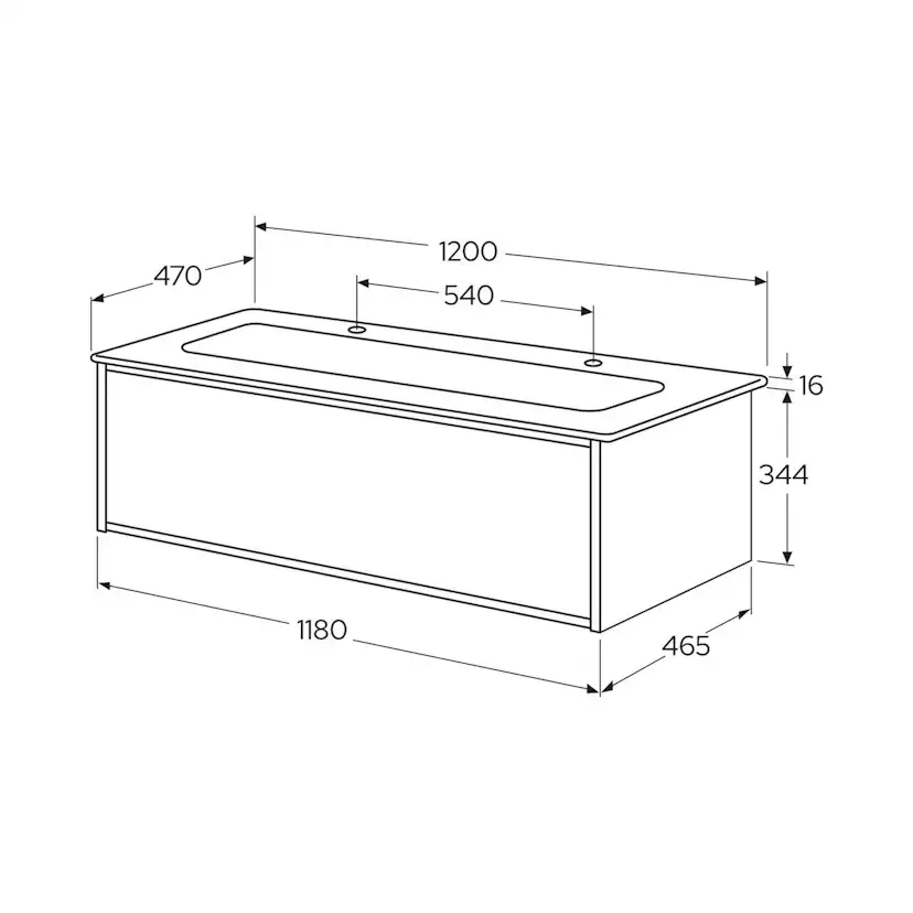 Servantskap Gustavsberg Ducentic 120 cm med Porselensvask og Benstativ