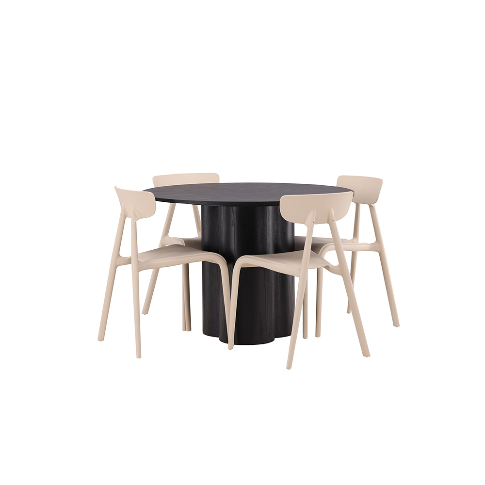 Spisegruppe Venture Home Olivia Ø 110 cm med 4 Ursholmen Stoler