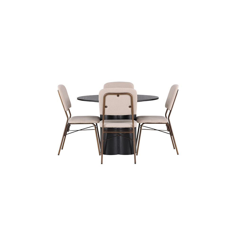 Spisegruppe Venture Home Olivia Ø110 cm med 4 stk Seda Stoler
