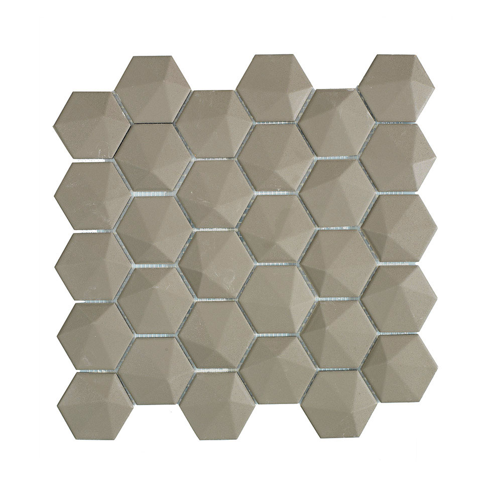 Flis Natucer Ceramica Natural Hex Grå 3D 6x7 cm
