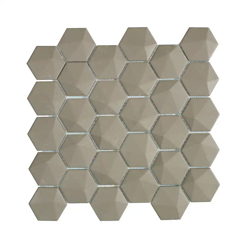 Flis Natucer Ceramica Natural Hex Grå 3D 6x7 cm