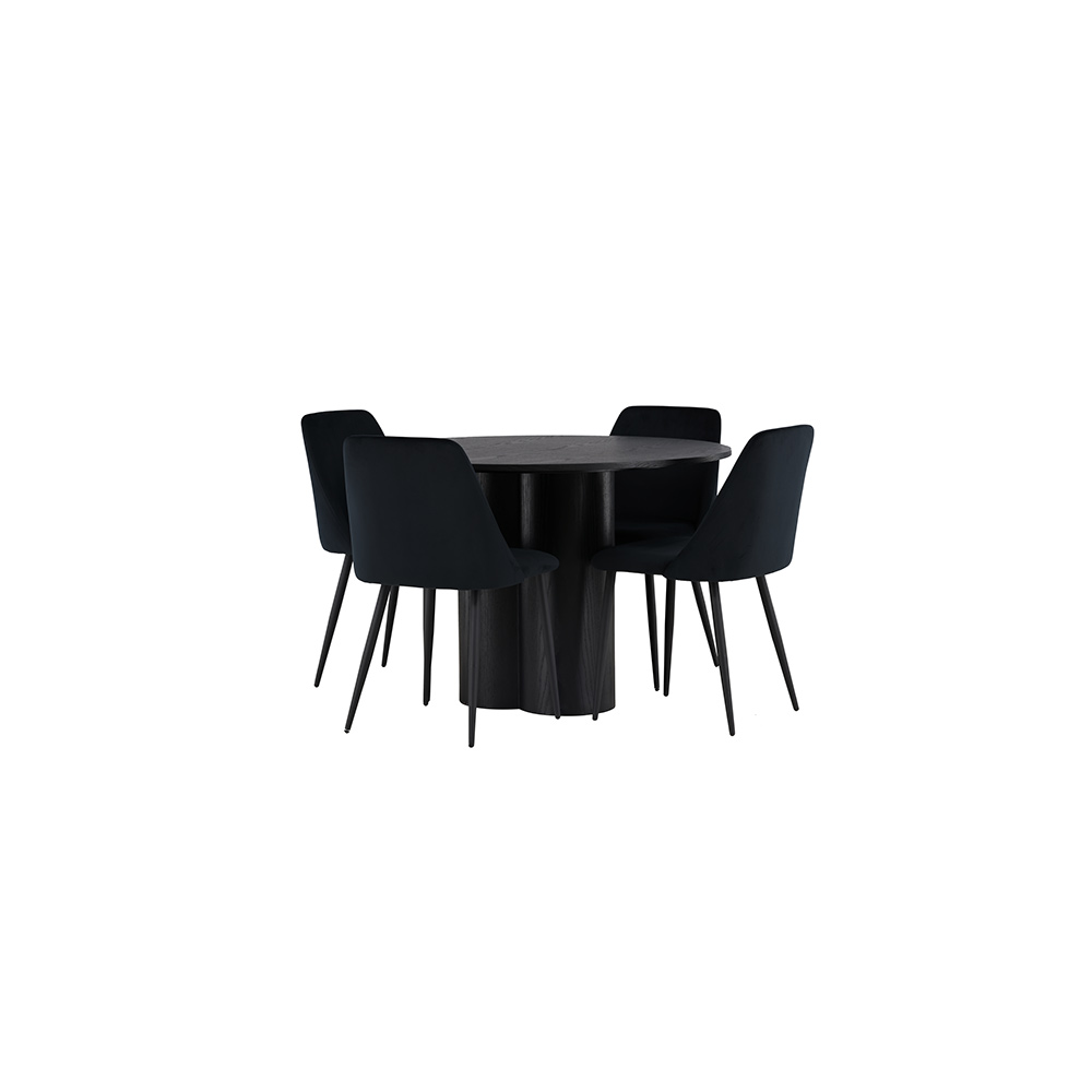 Matgrupp Venture Home Olivia Ø110 cm med 4 st Night stolar Sort