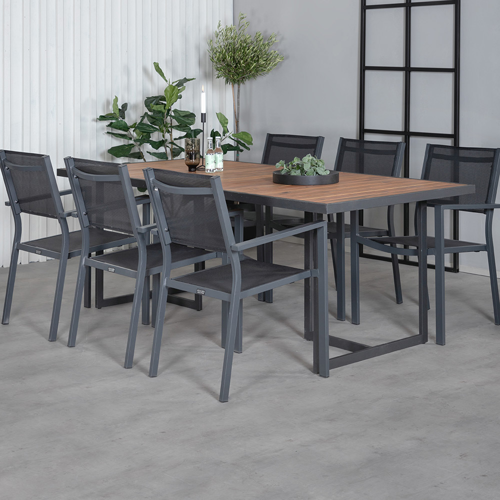 Spisegruppe Venture Home King med 6 Curz Stablebare Spisestoler