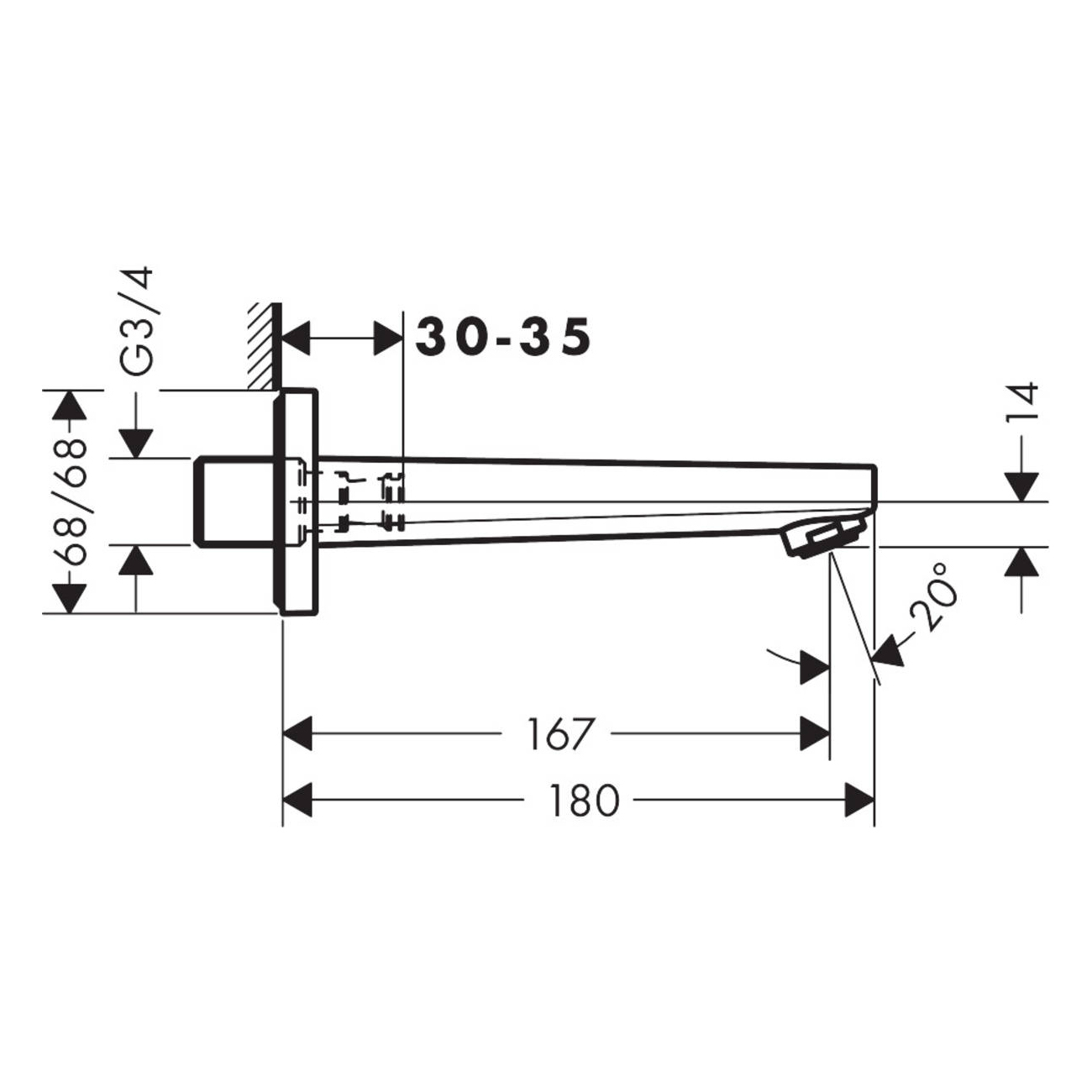 Utløpstut Hansgrohe Metropol 32542000 Krom