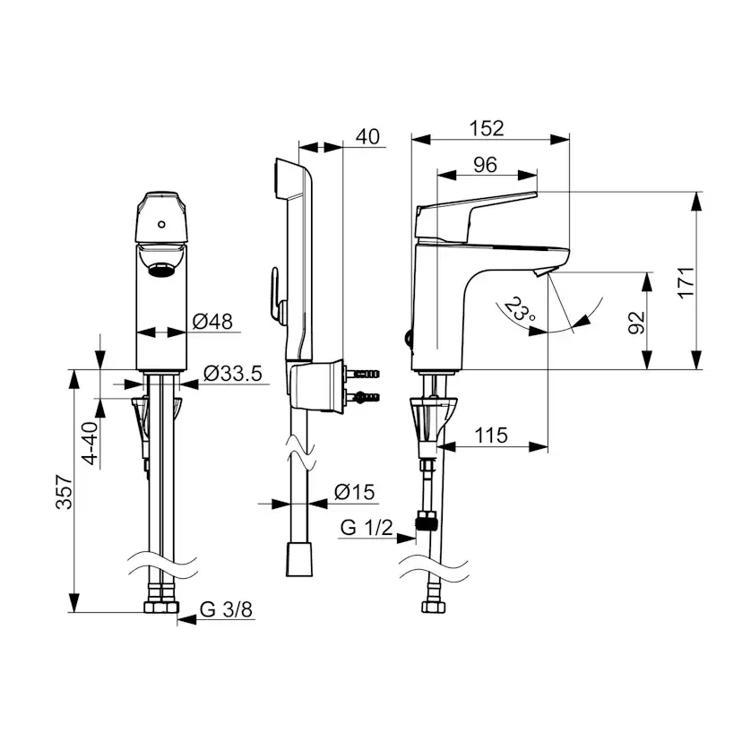 Servantbatteri Oras Vega XL 1801FG med Bidetta Hånddusj