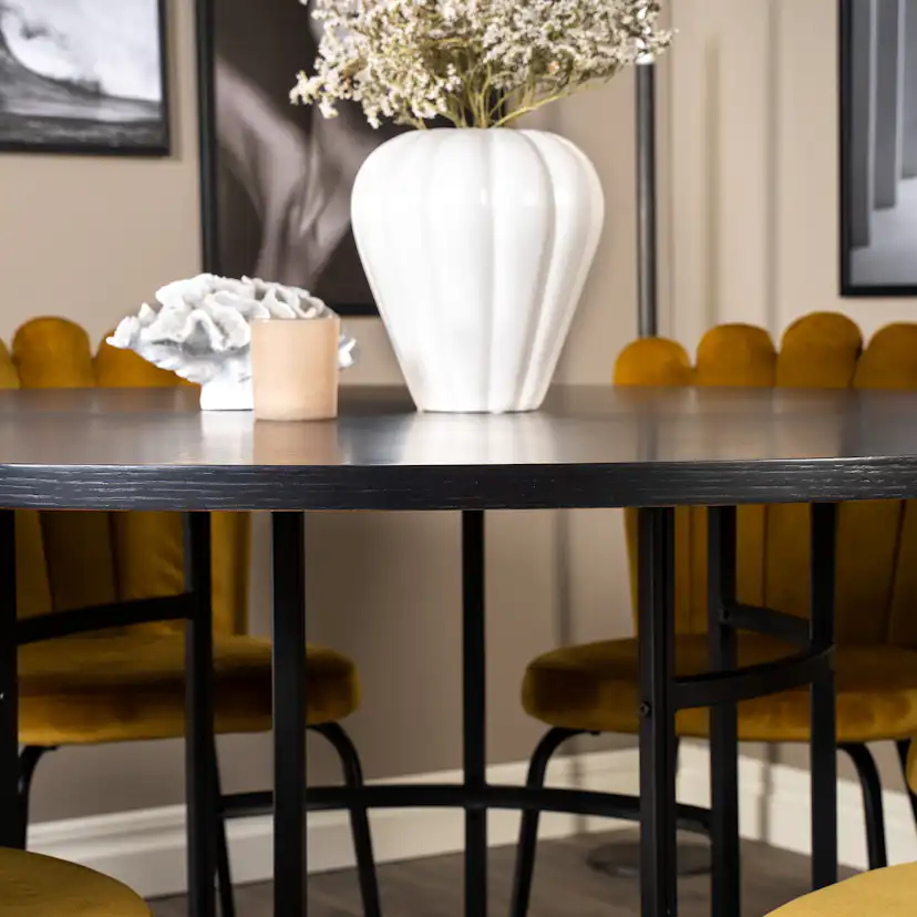 Copenhagen - Dining Table round - Black / Black+Limhamn Ligh Sort