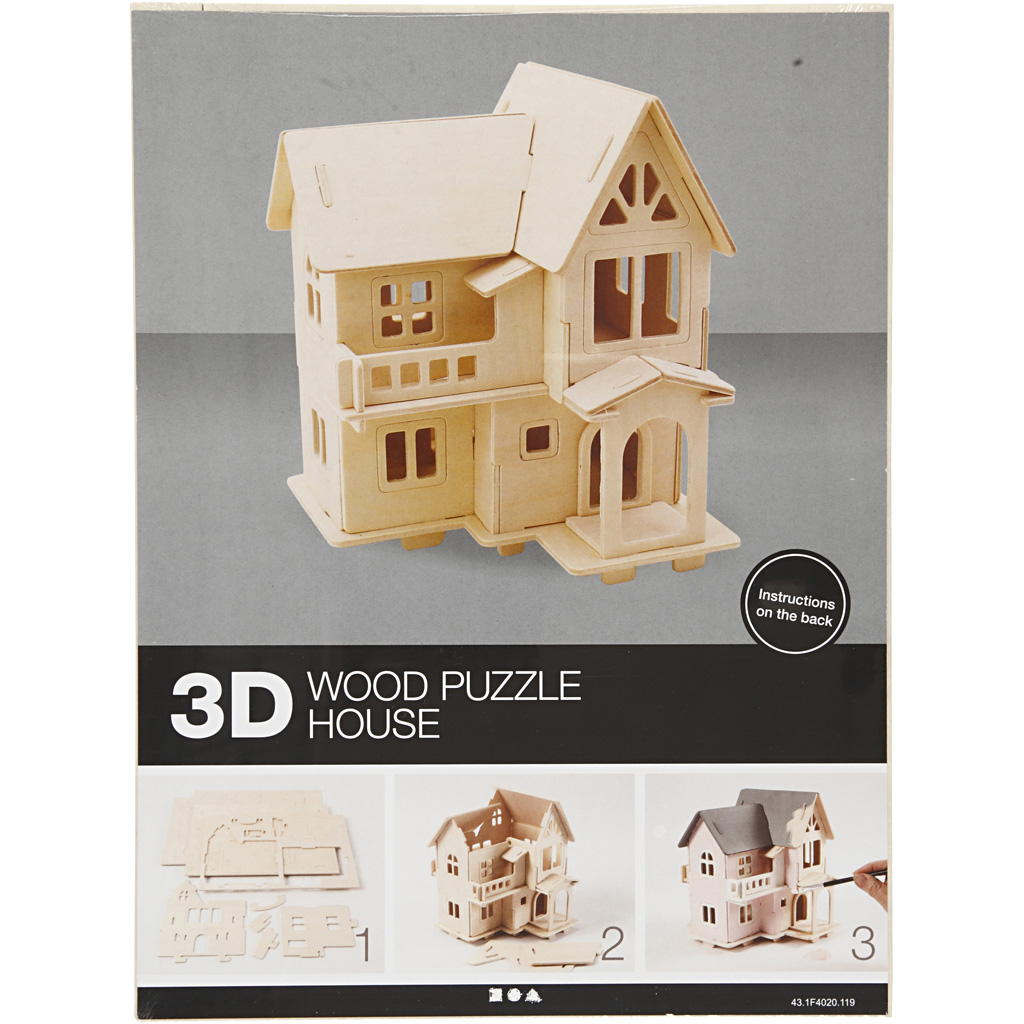 3D Puslespill Creativ Company Hus med Altan Str 15,8x17,5x19,5 1 stk