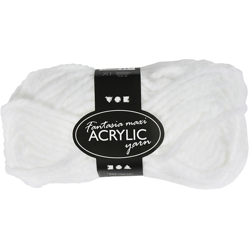 Fantasia Akrylgarn, vit, L: 35 m, stl. maxi , 50 g/ 1 nystan Hvit