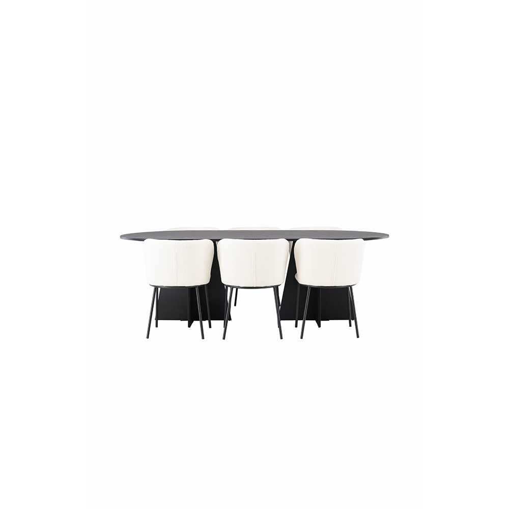 Spisegruppe Venture Home Bootcut med 6 stk Edina Stoler