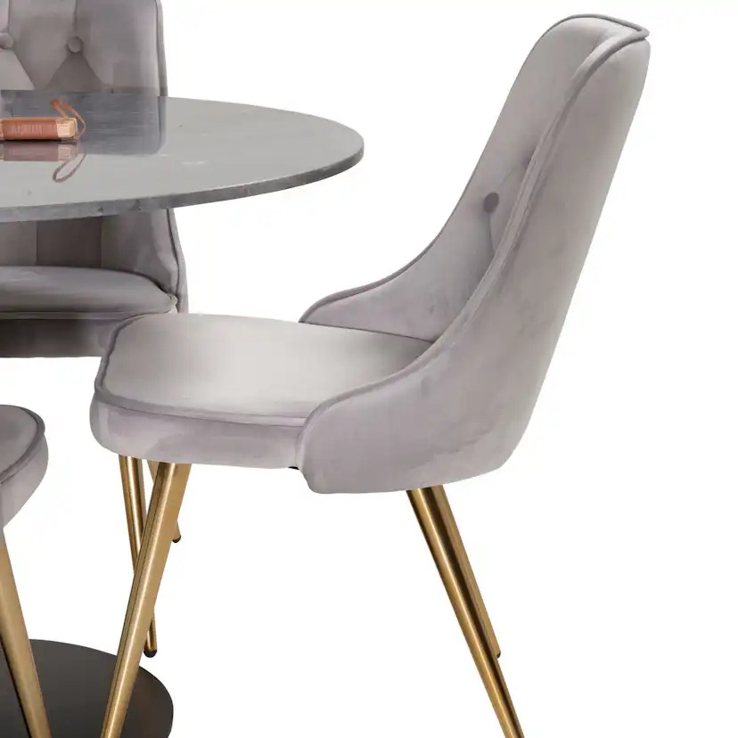 Spisegruppe Venture Home Estelle Rund med 4 Vera Stoler Fløyel