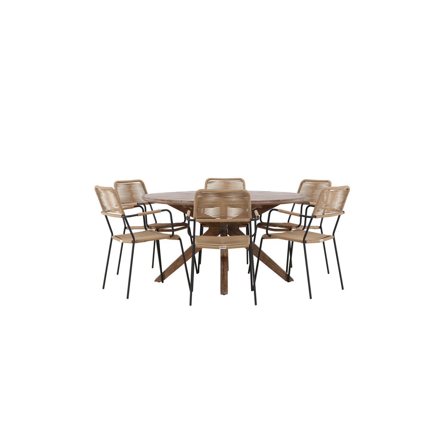 Hagegruppe Venture Home Rosario med 6 Lindos Lenestoler