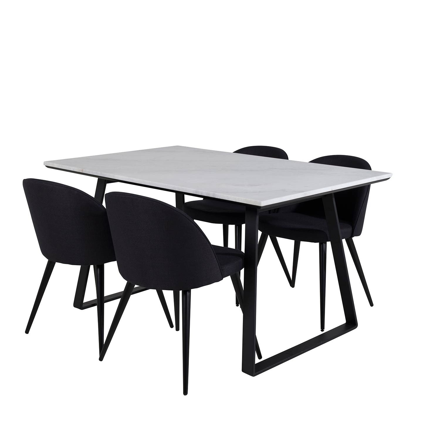Estelle Table White/Black+Velvet Chiar- Black Fabric_4 Hvit/Sort
