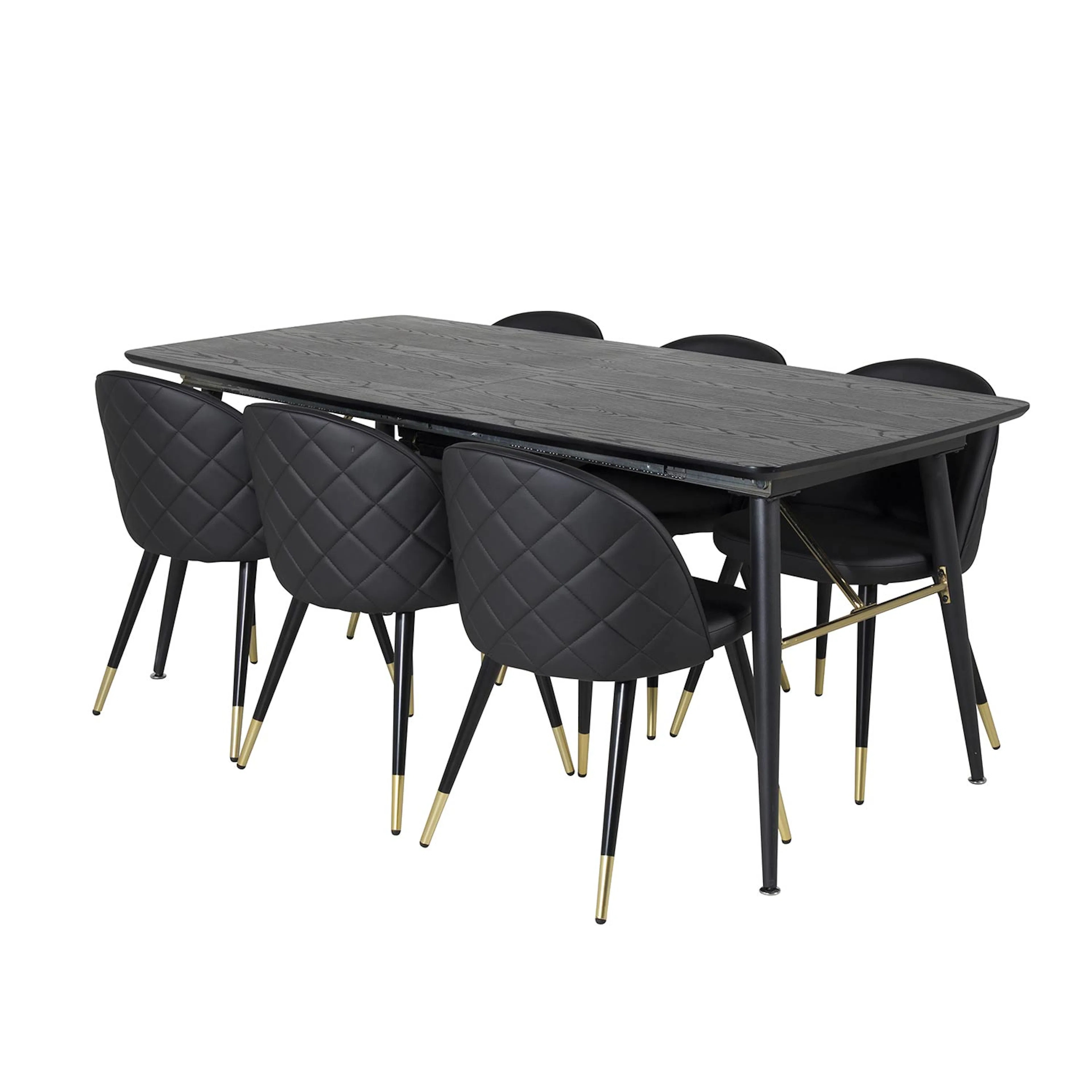 Spisegruppe Venture Home Gold med 6 Velvet Stoler
