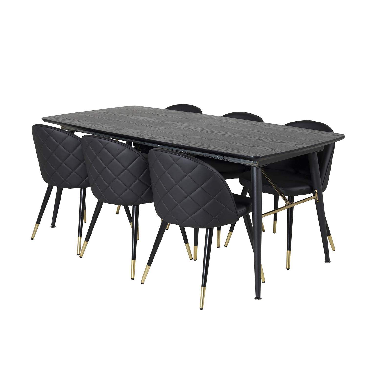 Spisegruppe Venture Home Gold med 6 Velvet Stoler