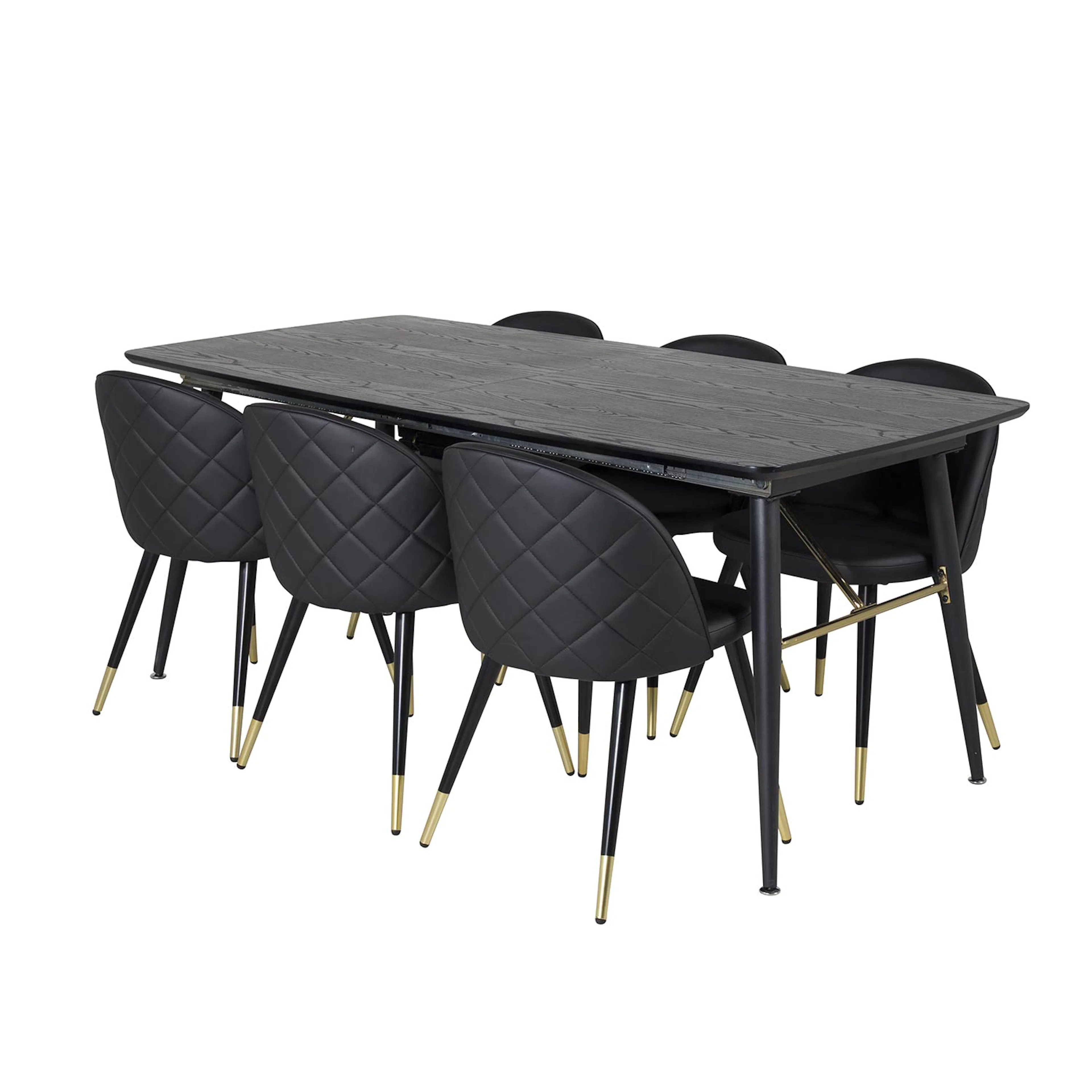 Spisegruppe Venture Home Gold med 6 Velvet Stoler