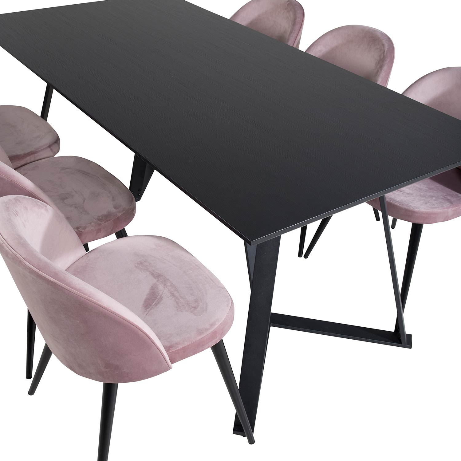 Spisegruppe Venture Home Madde med 6 Valentina Stoler Fløyel