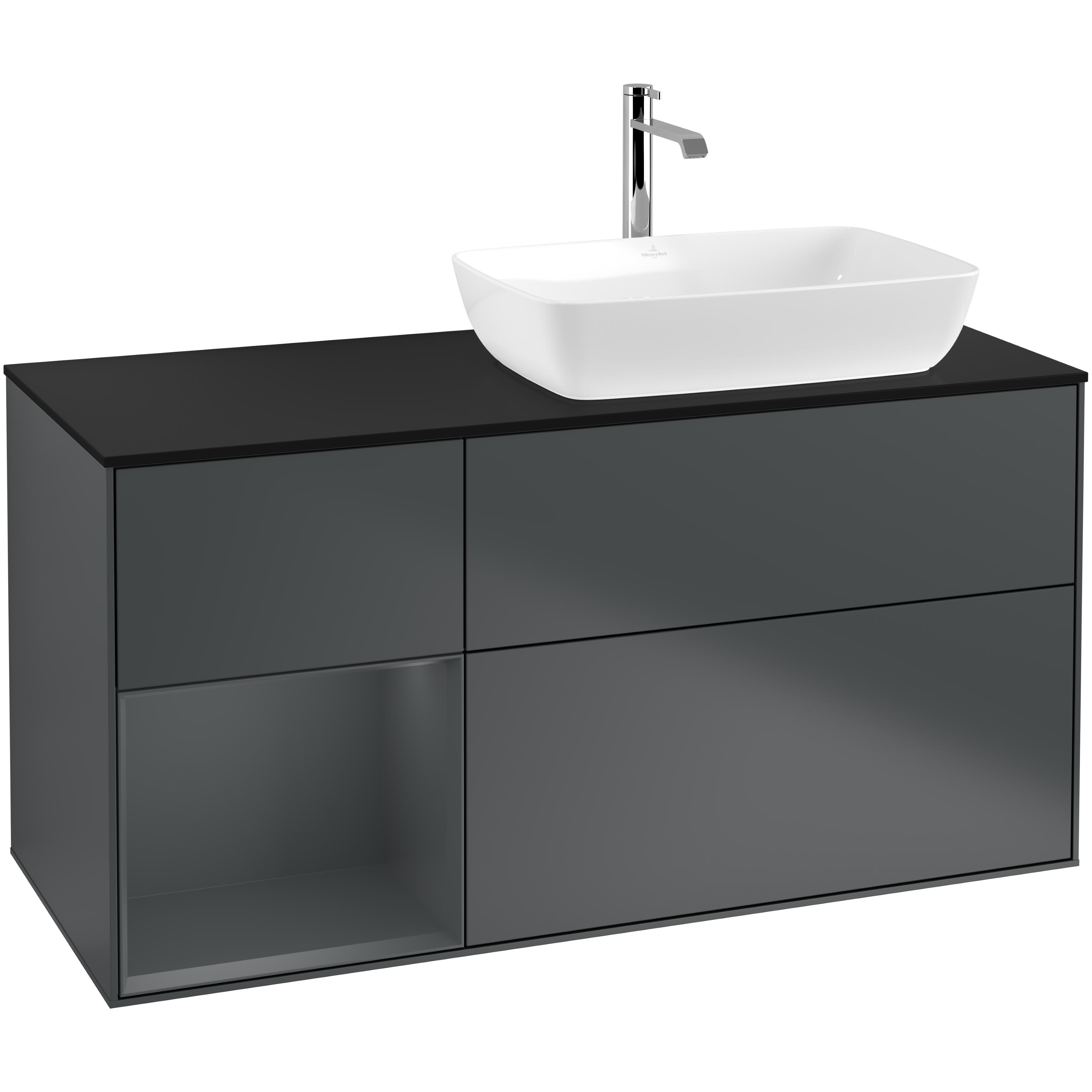 Tvättställsskåp Villeroy & Boch Finion med 3 Lådor Hylla och Bänkskiva för Ocentrerat Tvättställ från Artis & Collaro