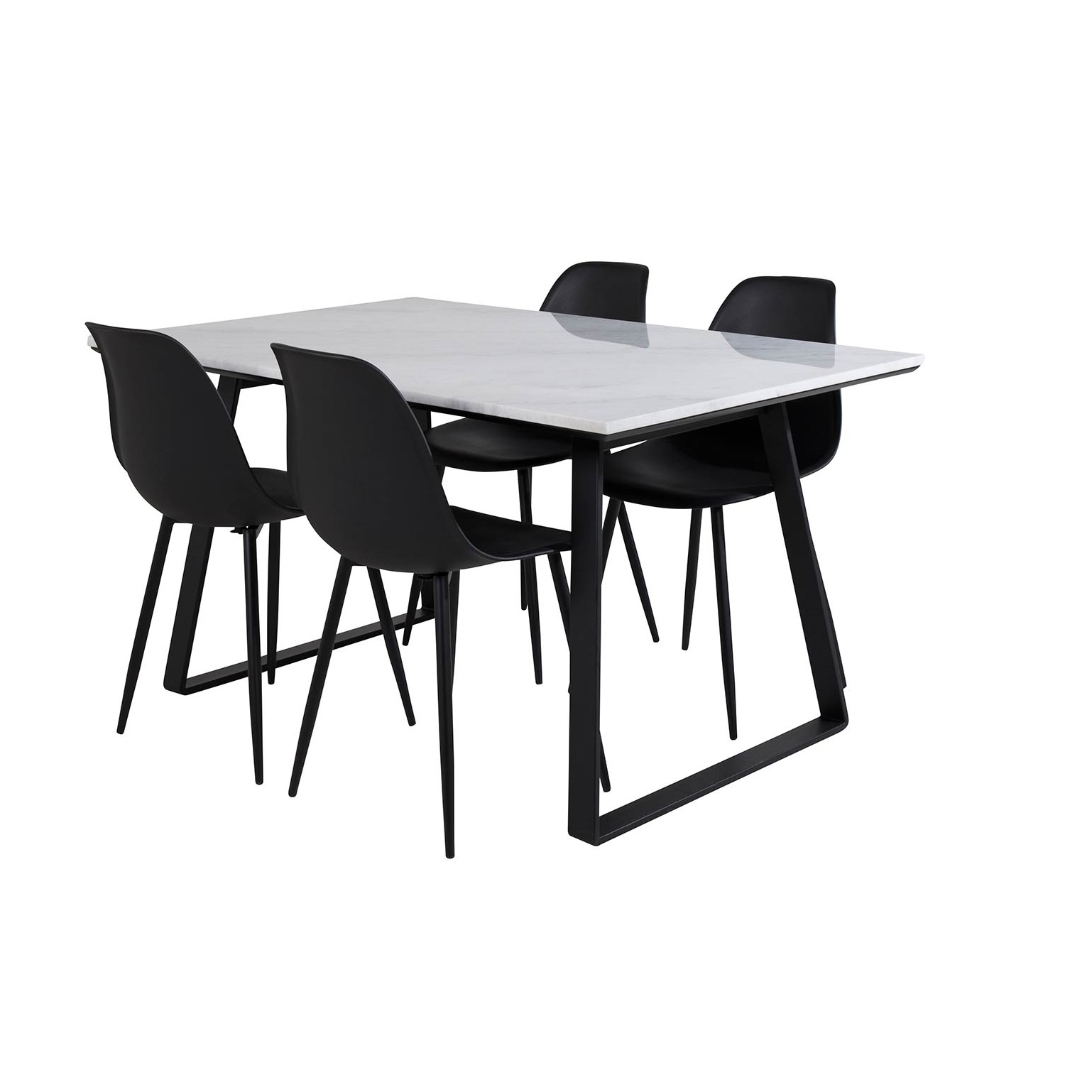 Estelle Table White / Black+Polar Chair - / Black Plastic_4 Hvit/Sort