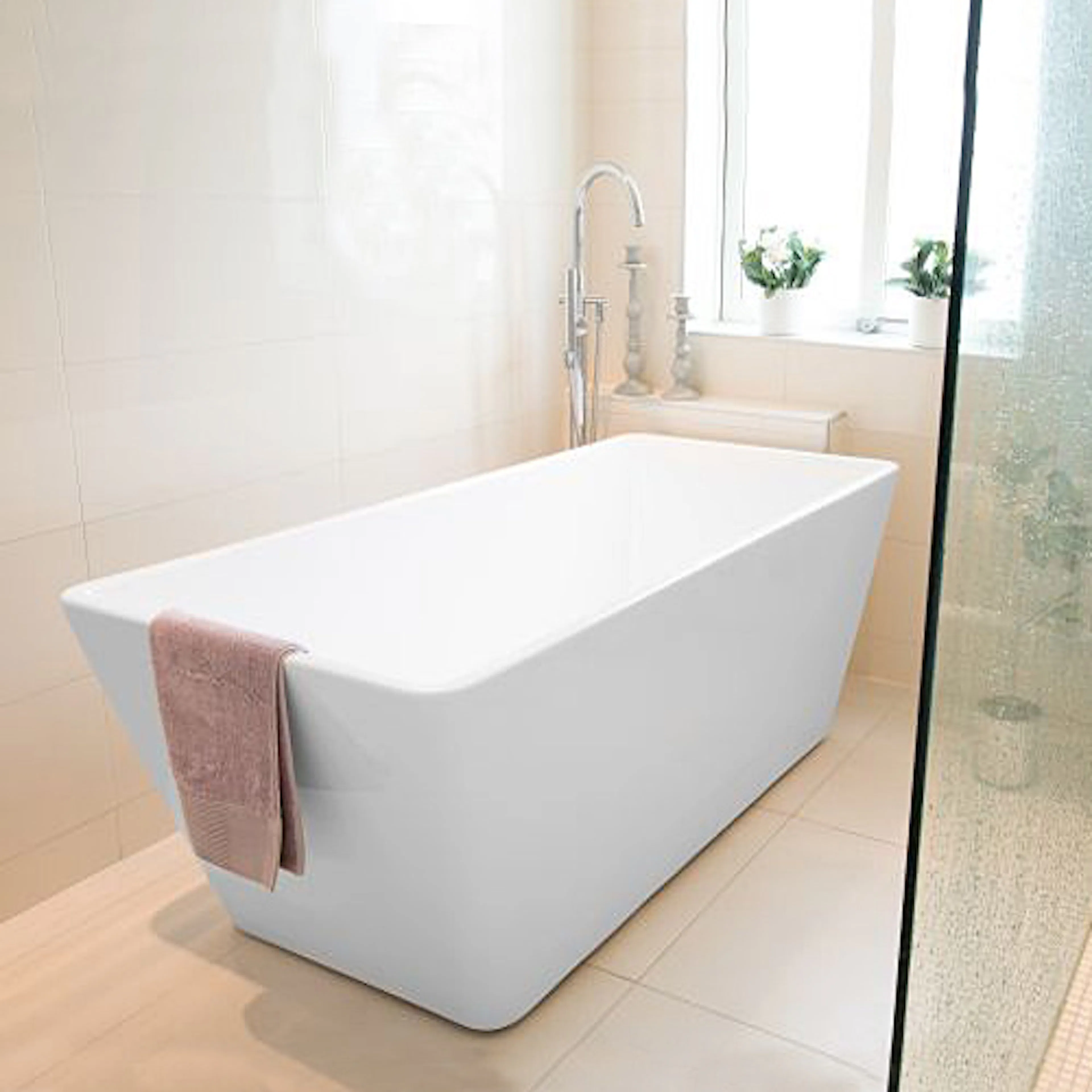 Badekar Bathlife Ideal Frittstående Rett Hvit