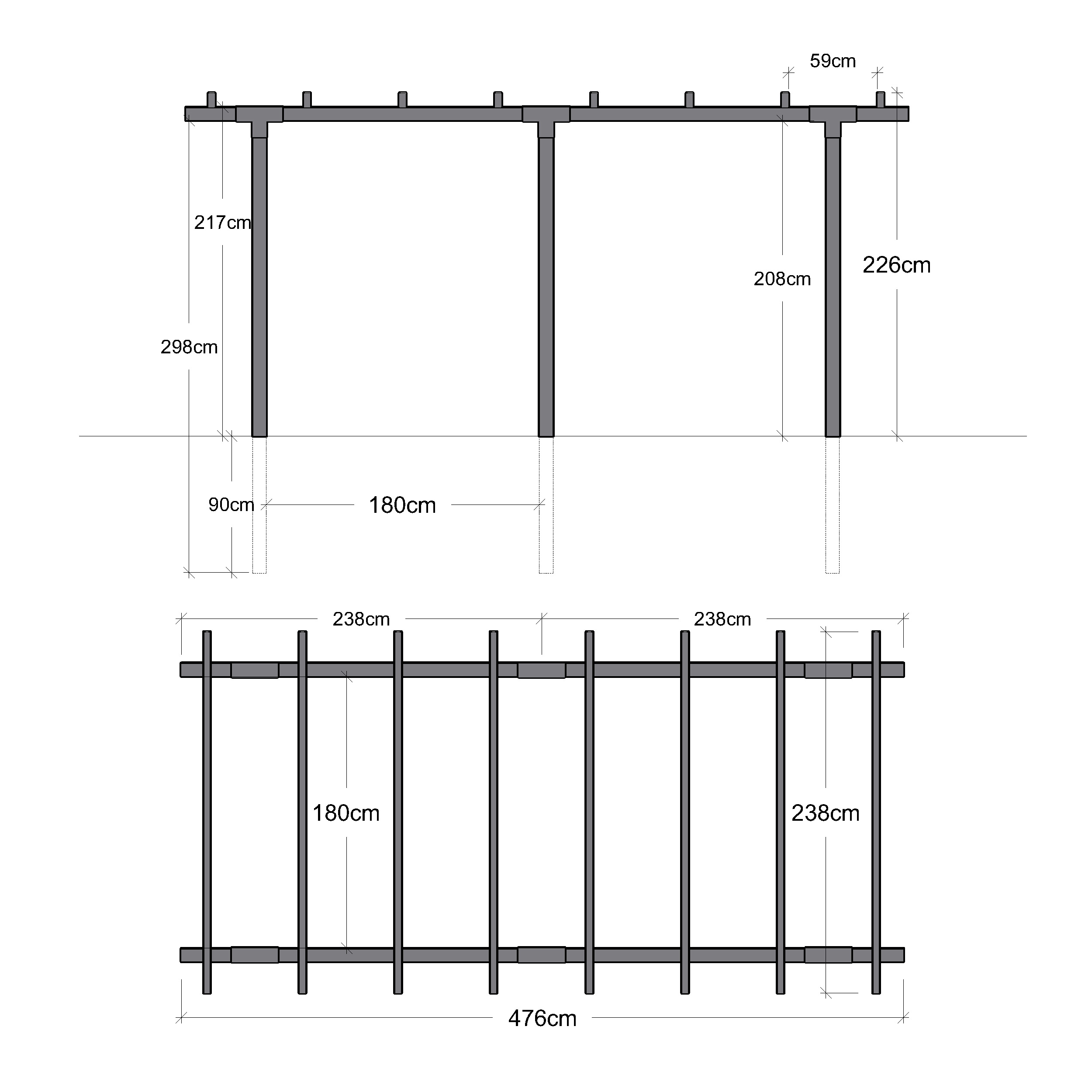 Pergola PLUS Cubic Dobbel 2 Moduler
