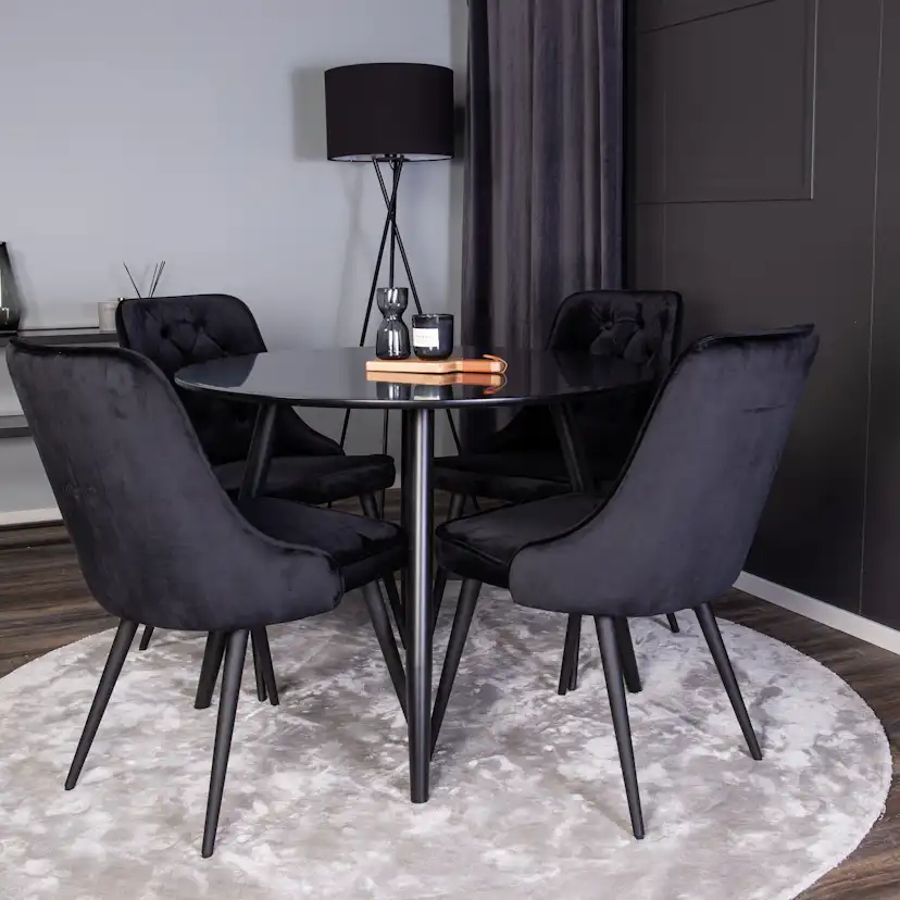 Spisegruppe Venture Home Plaza med 4stk Velvet Deluxe Stoler