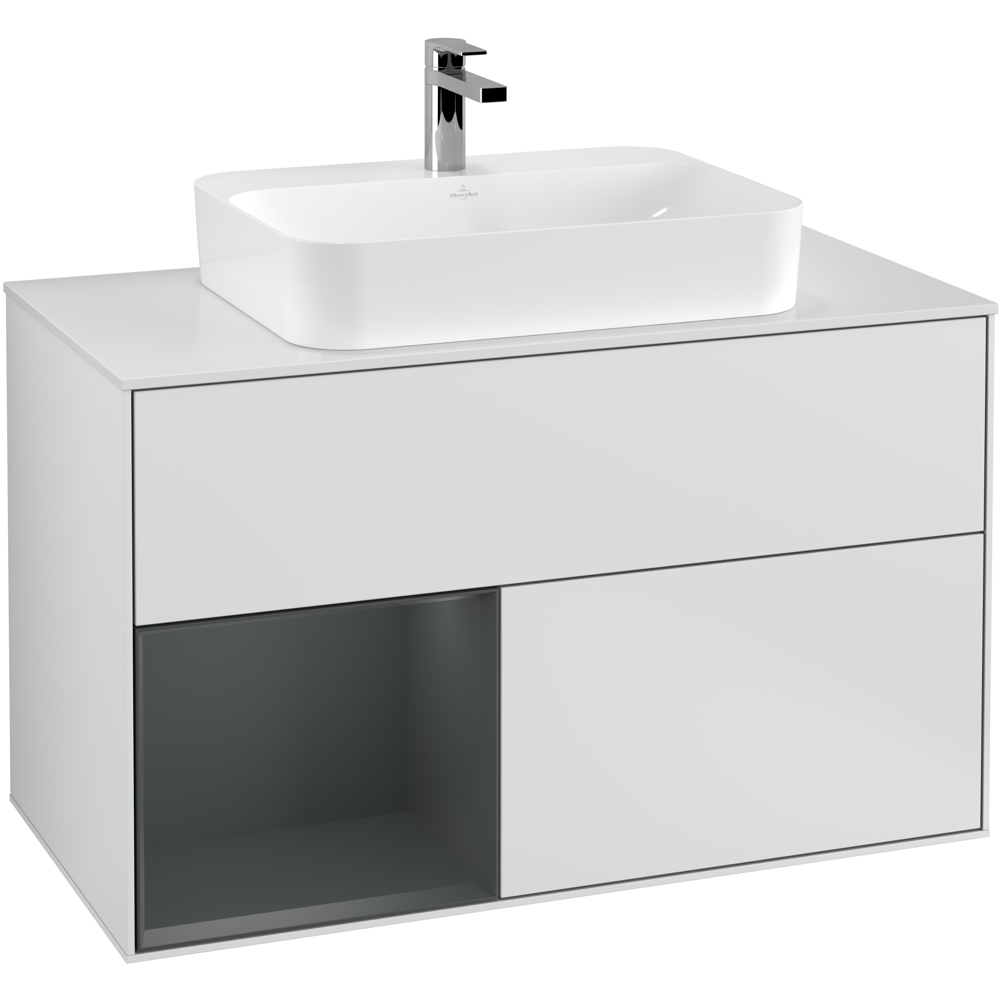 Tvättställsskåp Villeroy & Boch Finion med 2 Lådor Hylla och Bänkskiva för Ytmonterat Tvättställ | badrum - badrumsmobler - tvattstallsskap-och-kommod | KakelKungen