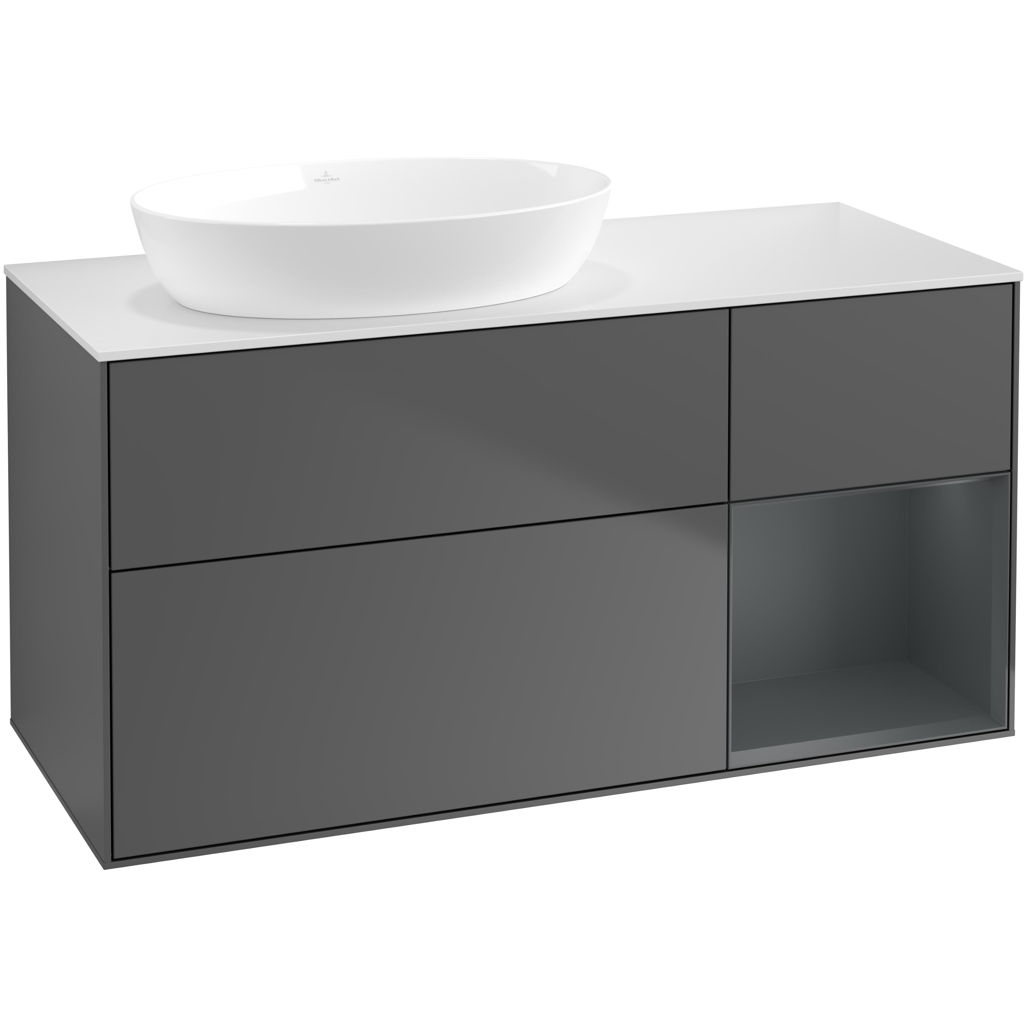 Tvättställsskåp Villeroy & Boch Finion med 3 Lådor Hylla och Bänkskiva för Ocentrerat Tvättställ från Artis & Collaro