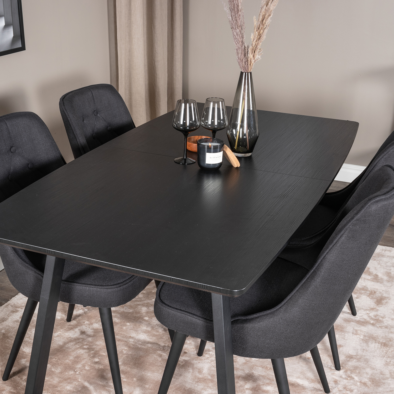 Spisegruppe Venture Home Ina med 4 Vera Stoler Polyester