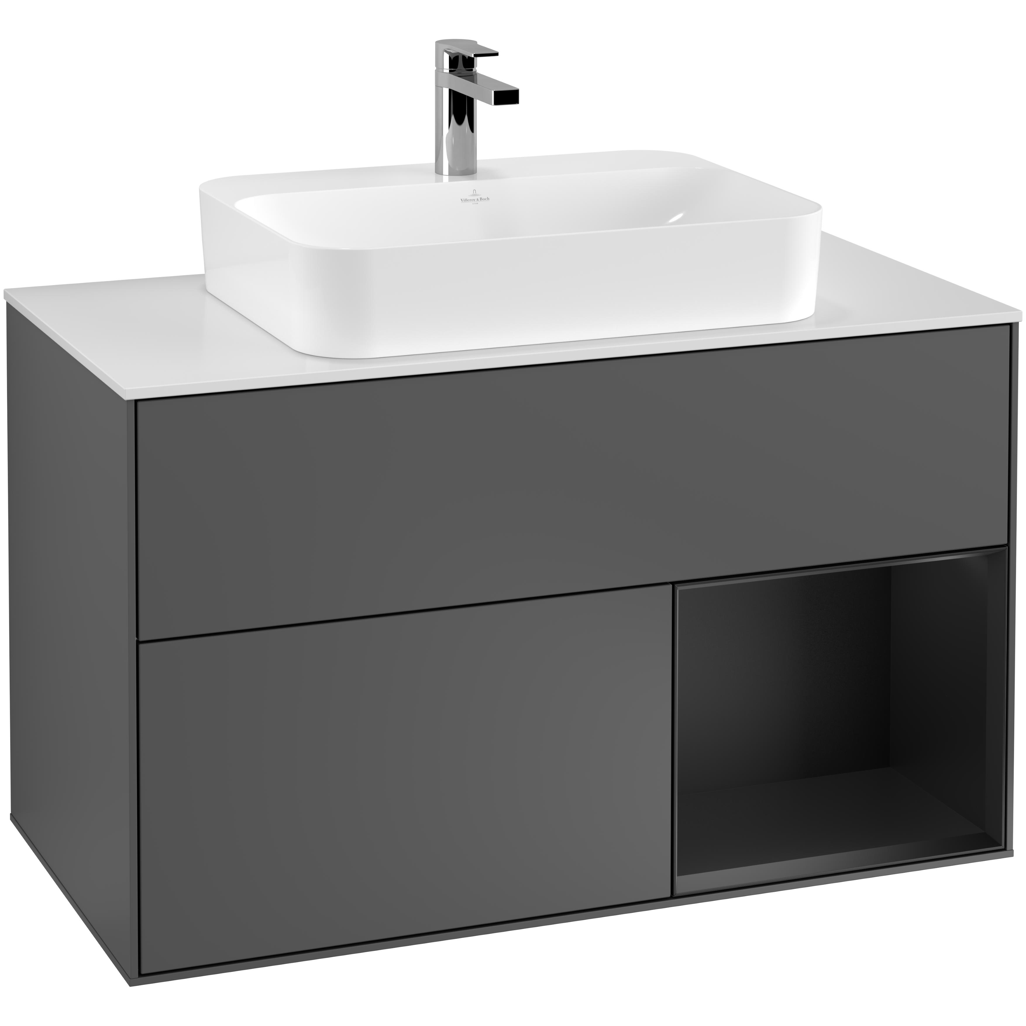 Tvättställsskåp Villeroy & Boch Finion med 2 Lådor Hylla och Bänkskiva för Ytmonterat Tvättställ | badrum - badrumsmobler - tvattstallsskap-och-kommod | KakelKungen
