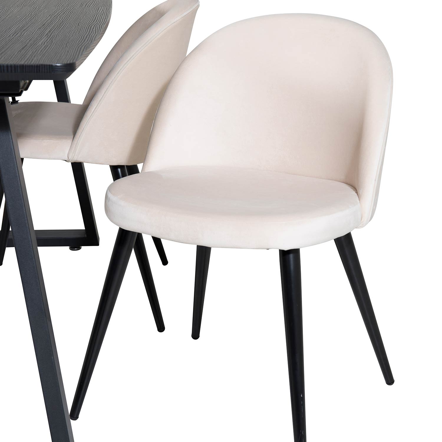 Spisegruppe Venture Home Ina med 4 Valentina Stoler Fløyel