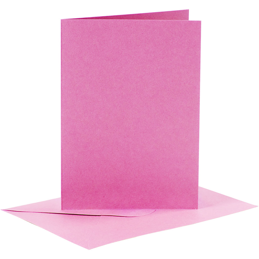 Kort och kuvert, rosa, kortstl. 10,5x15 cm, kuvertstl. 11,5x Rosa