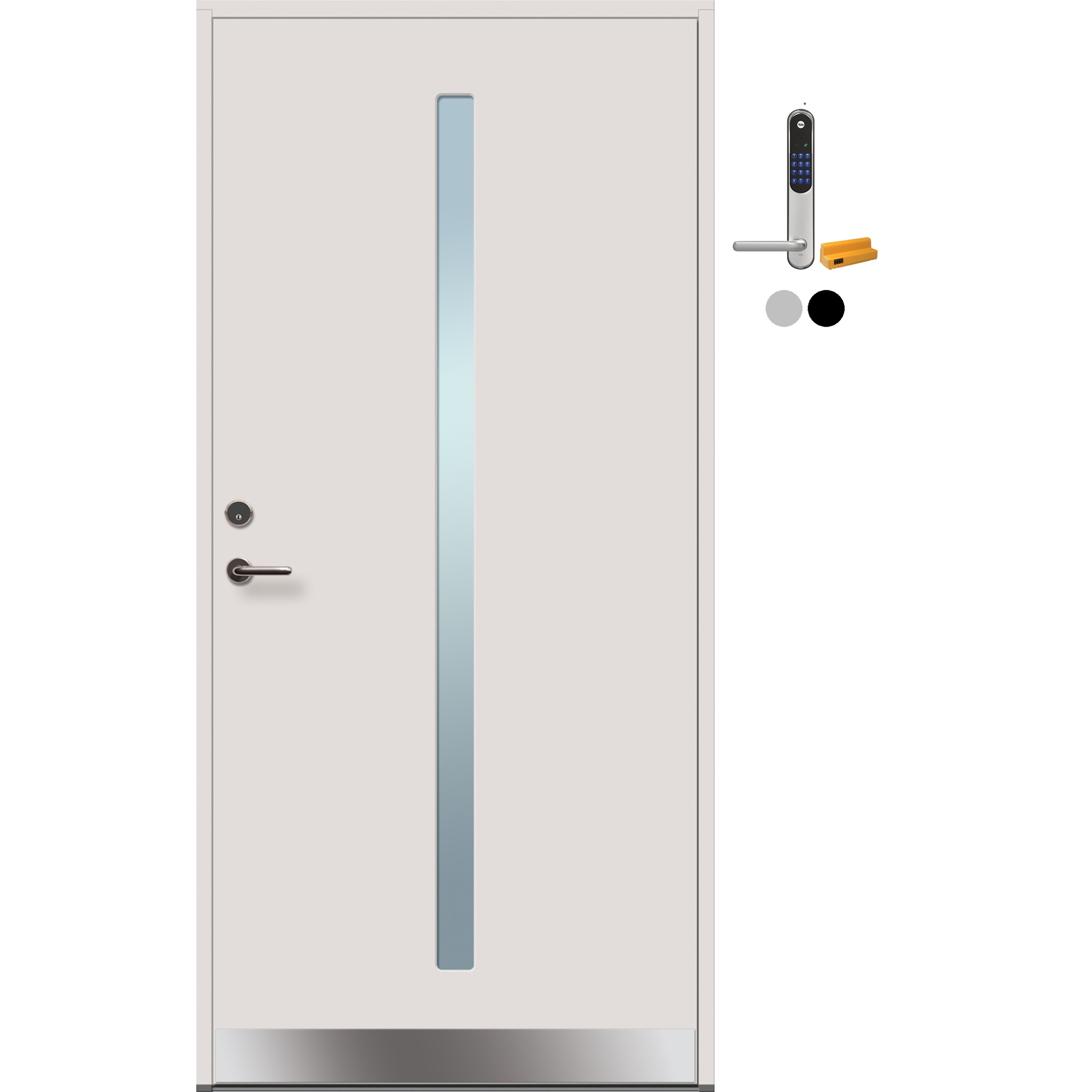 Ytterdør Tundøren Tun 654 Funkis Hvit med Yale Doorman Classic Home
