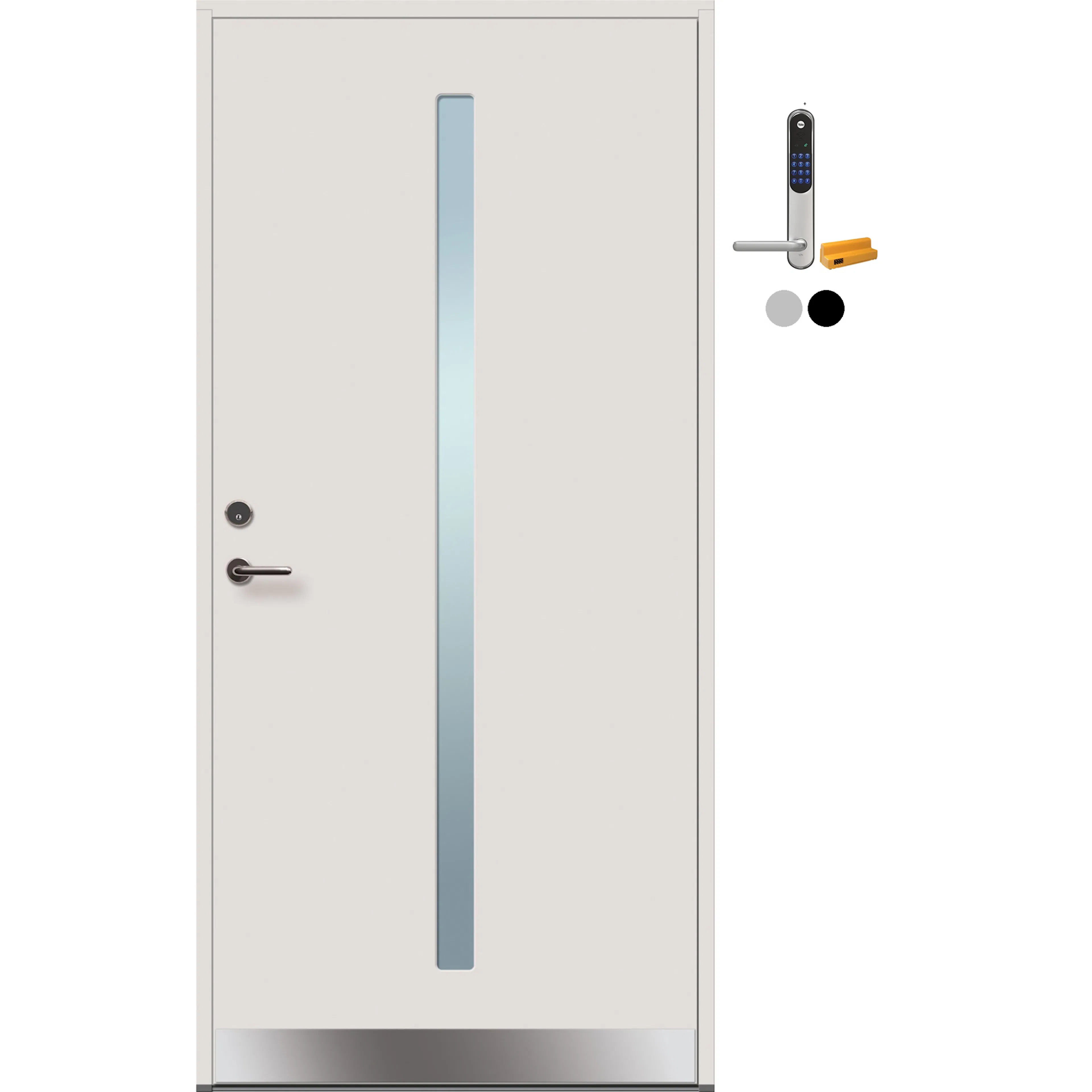 Ytterdør Tundøren Tun 654 Funkis Hvit med Yale Doorman Classic Home