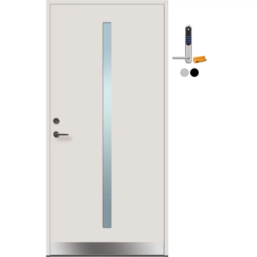 Ytterdør Tundøren Tun 654 Funkis Hvit med Yale Doorman Classic Home