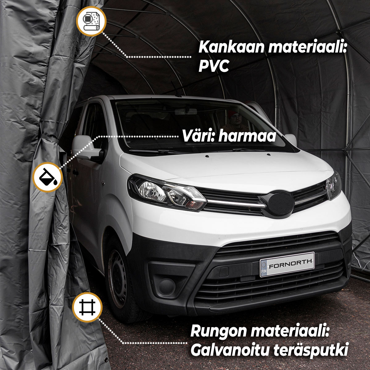 Fornorth Garagetält 4x8m, mörkgrå Mørkgrå