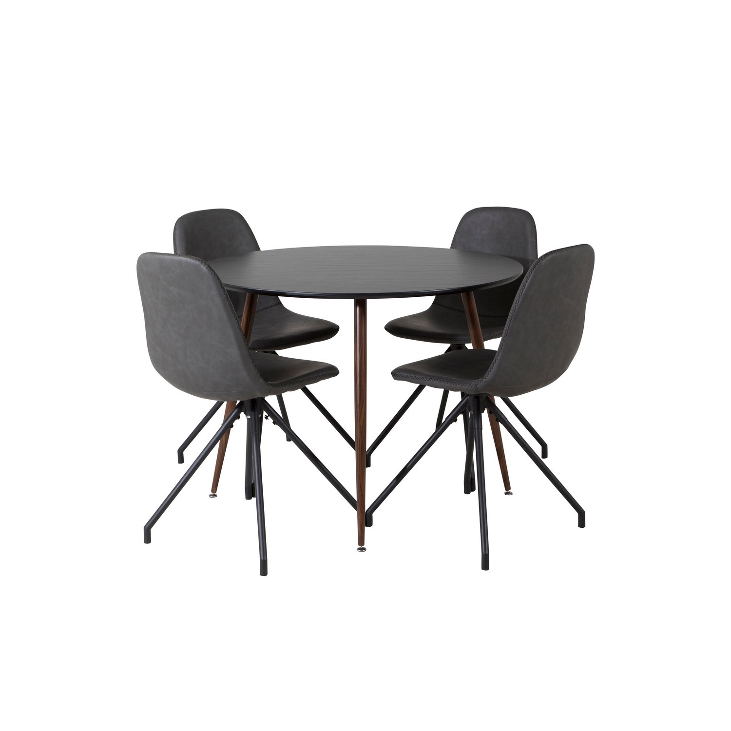 Spisegruppe Venture Home Plake med 4 Pobbie Stoler Design med Svingfunksjon Kunstlær