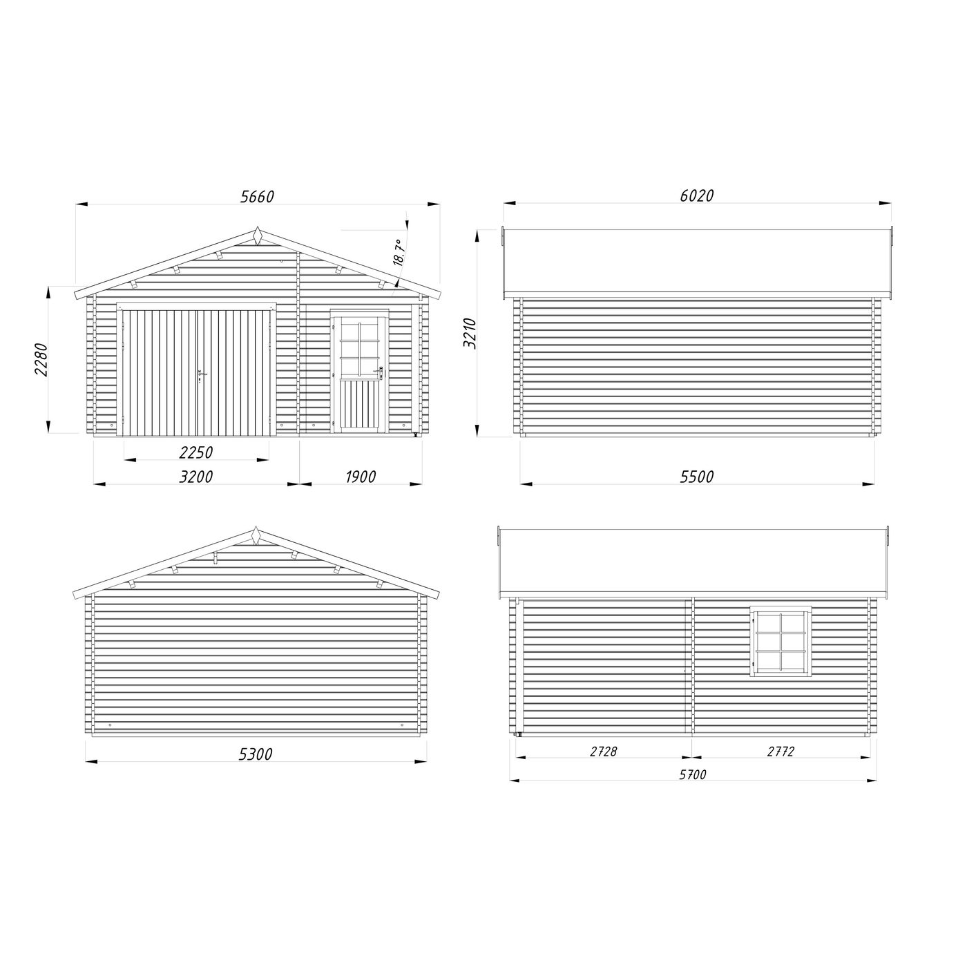 Roger 21,9+5,2 m2 w/ wooden gate Ubehandlet tre