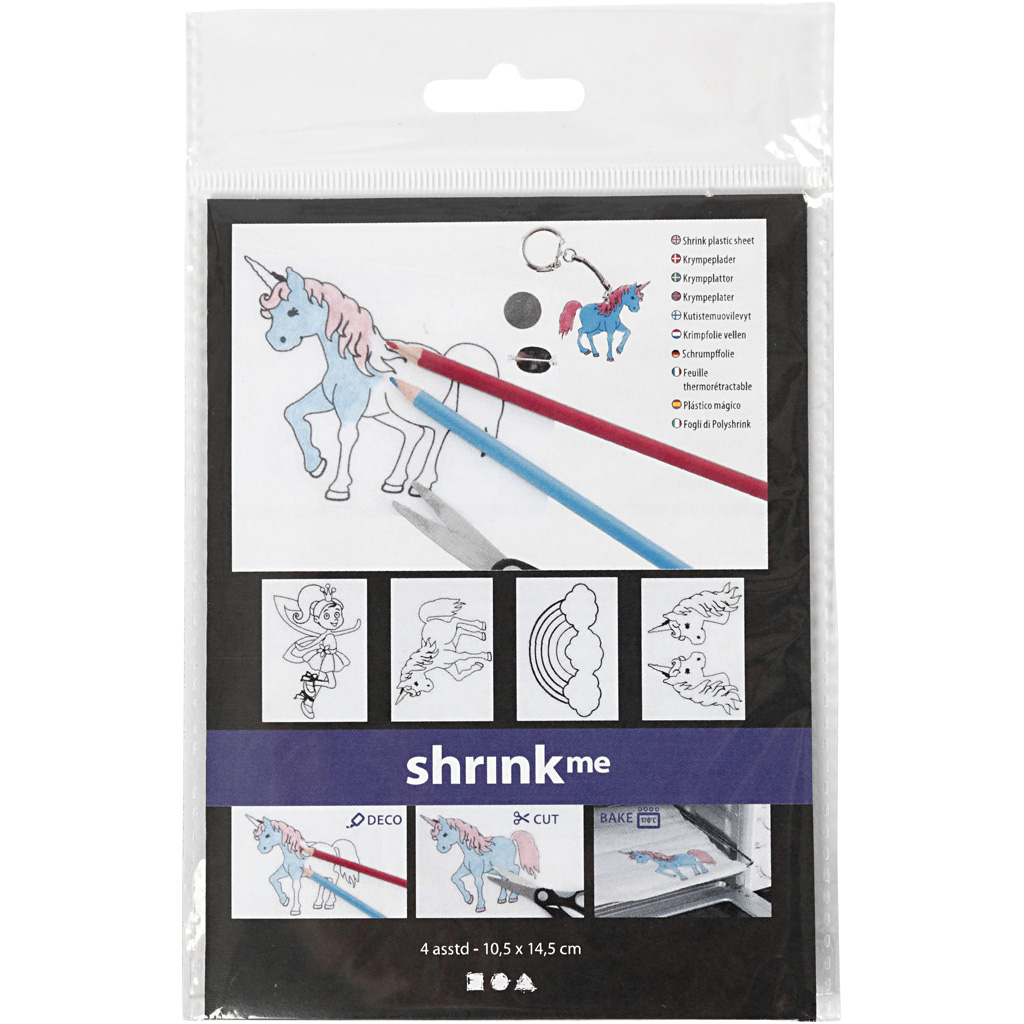 Krympeplast Creativ Company Enhjørning 10,5x14,5 cm 4 ark/ Pk