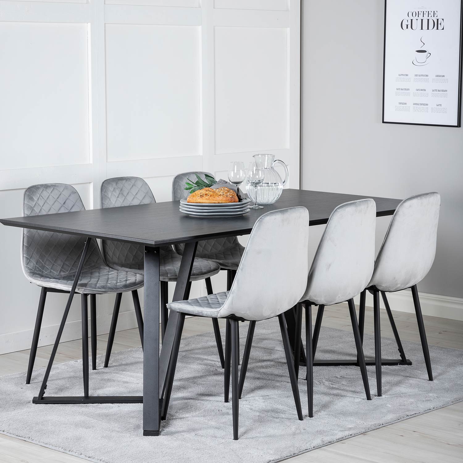 Spisegruppe Venture Home Madde med 6 Phoi Stoler Fløyel