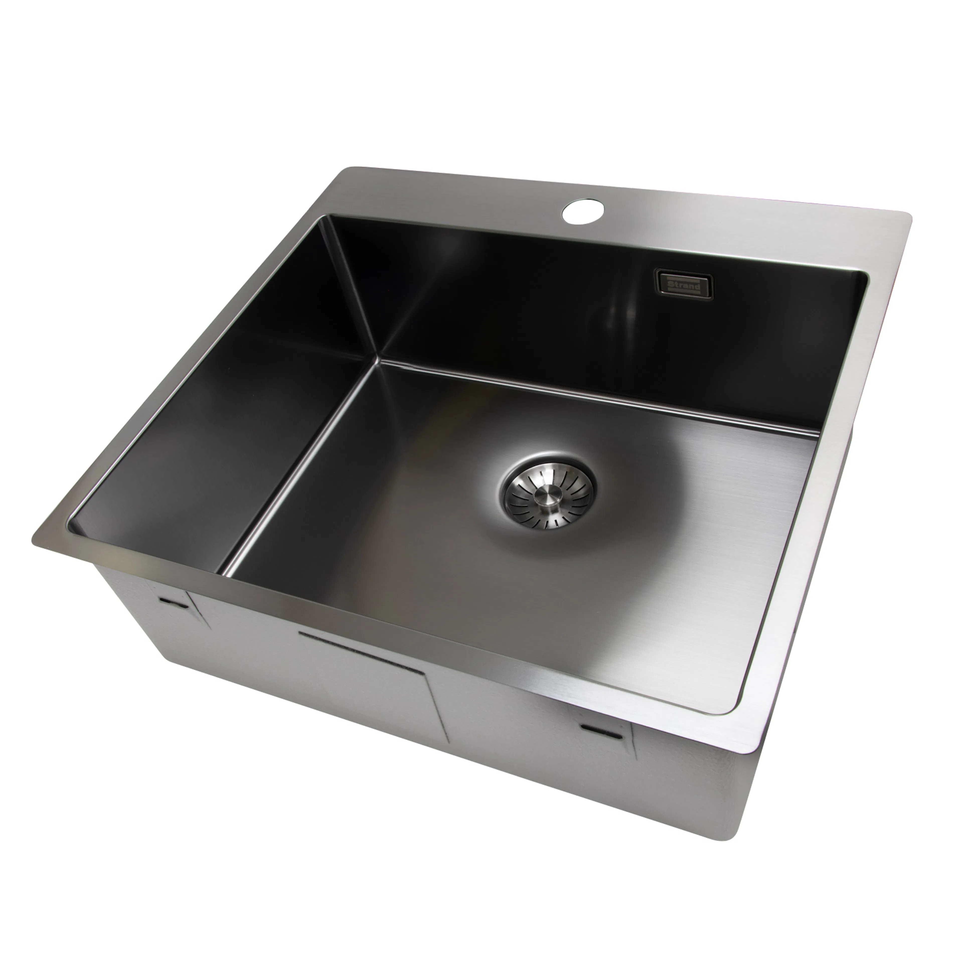 Enkelvask Strand Stainless SOLID med clips och blandarplats PVD Gun Metal