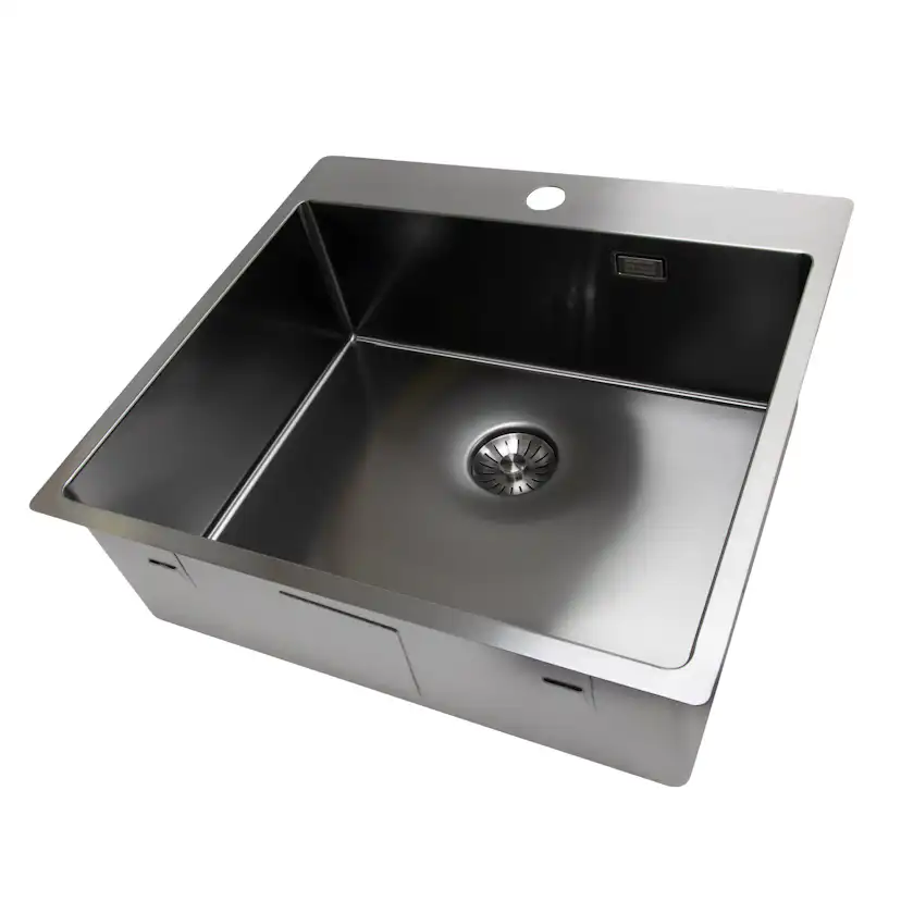 Enkelvask Strand Stainless SOLID med clips och blandarplats PVD Gun Metal