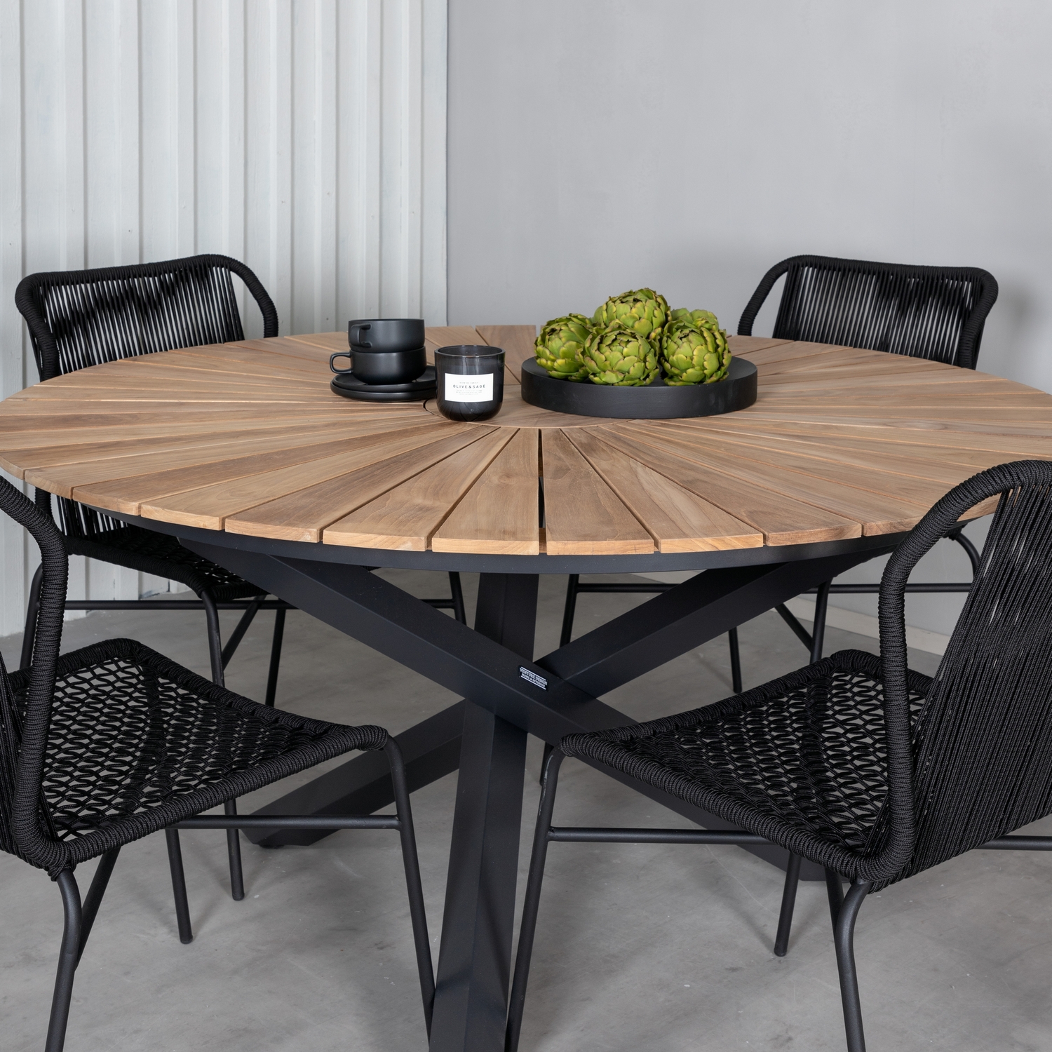 Spisegruppe Venture Home Meya med 4 Jefferson Stablebare Spisestoler